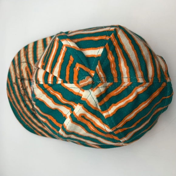 VTG 90s Zubaz Miami Dolphins Retro Logo Zebra Pattern Snapback Hat Autographed - Picture 8 of 16